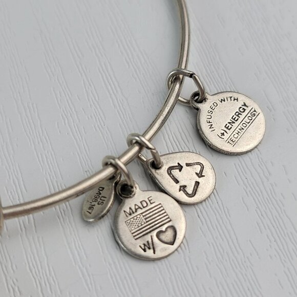 Alex And Ani Lotus Charm Expandable Bangle Bracelet 7.25 Inch Silver-Tone - Picture 3 of 7